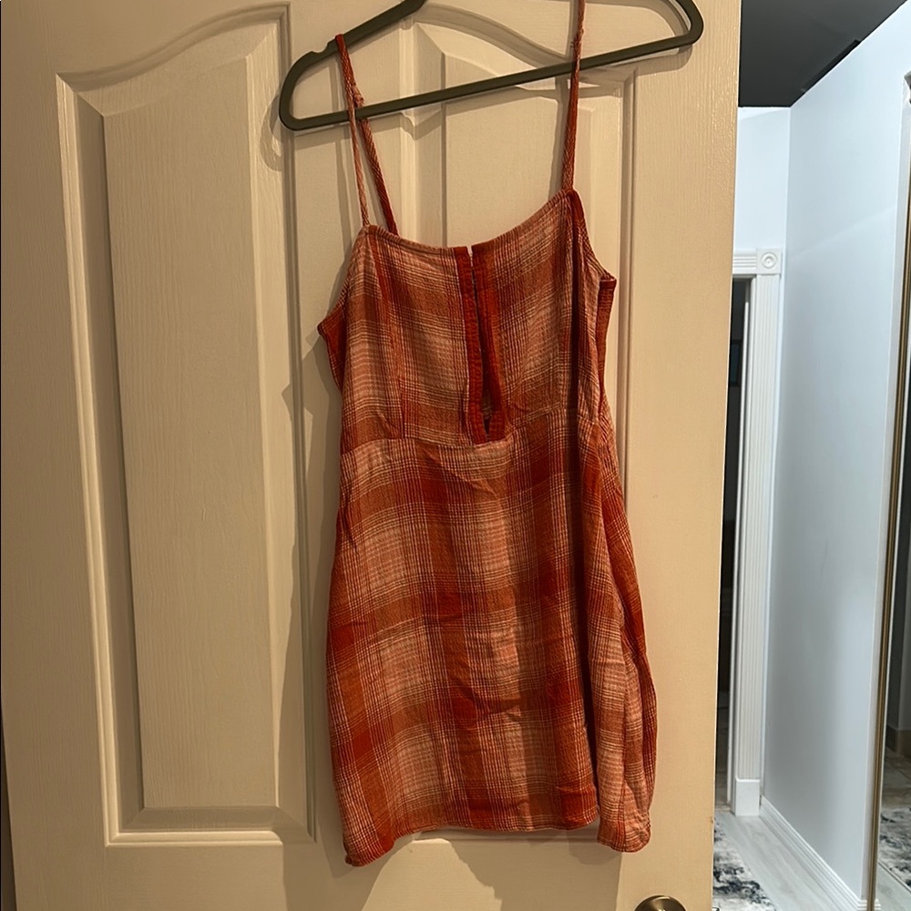 Red Plaid Sleeveless Dress